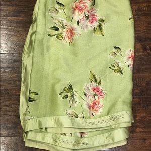 Pistachio Green satin crepe silk Floral Saree